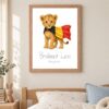 Belgium national animal framed print in a kids bedroom, oak frame