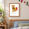 Belgium national animal framed print in a kids bedroom, oak frame