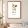 Bolivia national animal framed print in a kids bedroom, oak frame