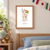 Bolivia national animal framed print in a kids bedroom, oak frame