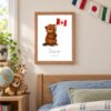 Canada national animal framed print in a kids bedroom, oak frame