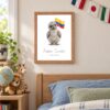Colombia national animal framed print in a kids bedroom, oak frame Colombia national animal framed print in a kids bedroom, oak frame