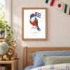 Cuba national animal framed print in a kids bedroom, oak frame Cuba national animal framed print in a kids bedroom, oak frame