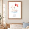 Denmark national animal framed print in a kids bedroom, oak frame