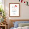 Denmark national animal framed print in a kids bedroom, oak frame