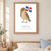 Dominican Republic national animal framed print in a kids bedroom, oak frame Dominican Republic national animal framed print in a kids bedroom, oak frame