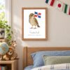 Dominican Republic national animal framed print in a kids bedroom, oak frame Dominican Republic national animal framed print in a kids bedroom, oak frame