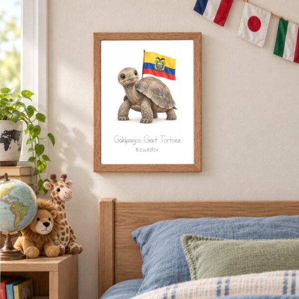 Ecuador national animal framed print in a kids bedroom, oak frame Ecuador national animal framed print in a kids bedroom, oak frame