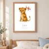 England national animal framed print in a kids bedroom, oak frame