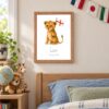 England national animal framed print in a kids bedroom, oak frame