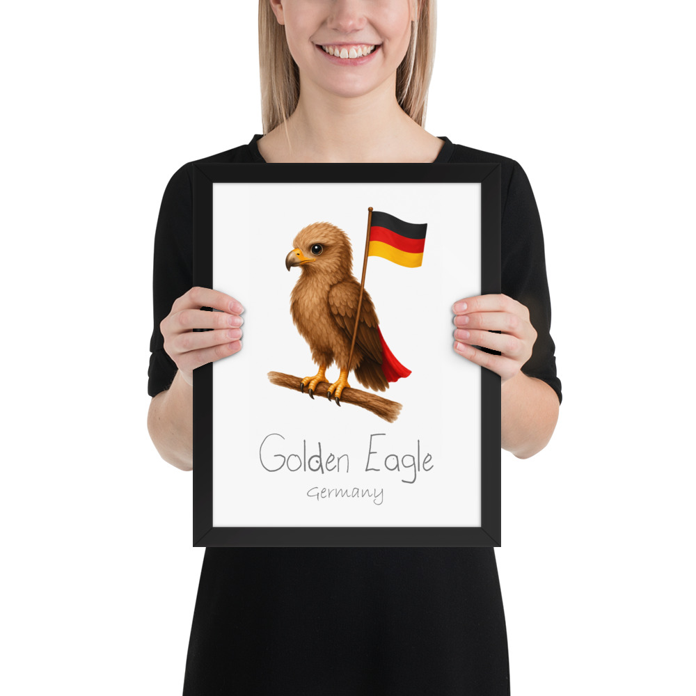 Golden Eagle Germany national animal framed print, black frame 11×14