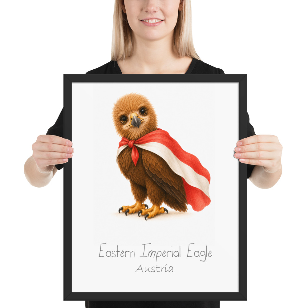 Eastern Imperial Eagle Austria national animal framed print, black frame 16×20