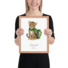 Jaguar Brazil national animal framed print, red oak frame 11×14