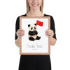 Panda Bear China national animal framed print, red oak frame 11×14