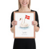 Swan Denmark national animal framed print, red oak frame 11×14