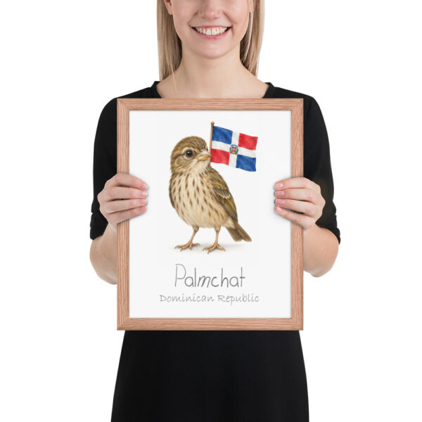 Palmchat Dominican Republic national animal framed print, red oak frame 11×14 Palmchat Dominican Republic national animal framed print, red oak frame 11×14