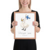 Whooper Swan Finland national animal framed print, red oak frame 11×14