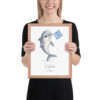 Dolphin Greece national animal framed print, red oak frame 11×14