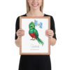 Quetzal Guatemala national animal framed print, red oak frame 11×14 Quetzal Guatemala national animal framed print, red oak frame 11×14