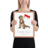 Komodo Dragon Indonesia national animal framed print, red oak frame 11×14