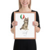 Wolf Italy national animal framed print, red oak frame 11×14