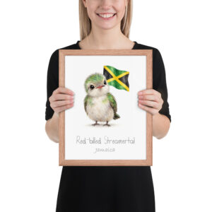 Streamertail Hummingbird Jamaica national animal framed print, red oak frame 11×14 Streamertail Hummingbird Jamaica national animal framed print, red oak frame 11×14