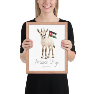 Arabian Oryx Jordan national animal framed print, red oak frame 11×14 Arabian Oryx Jordan national animal framed print, red oak frame 11×14