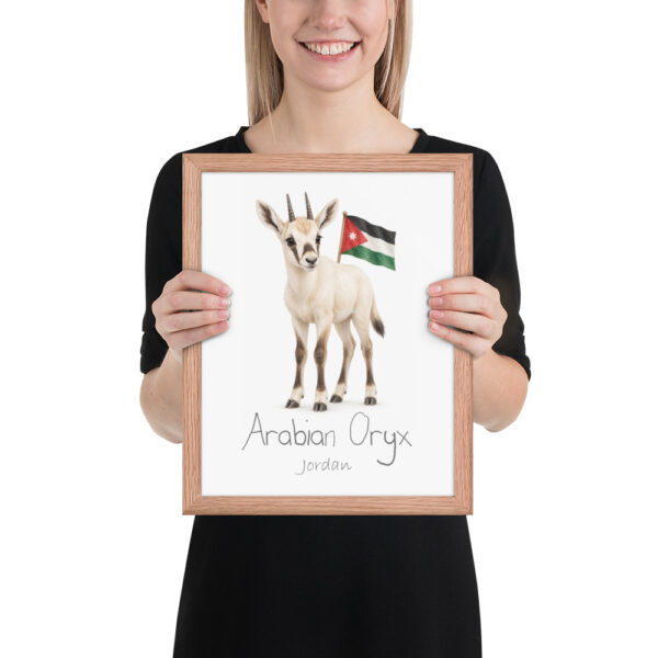 Arabian Oryx Jordan national animal framed print, red oak frame 11×14 Arabian Oryx Jordan national animal framed print, red oak frame 11×14