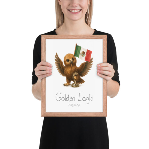 Golden Eagle Mexico national animal framed print, red oak frame 11×14 Golden Eagle Mexico national animal framed print, red oak frame 11×14
