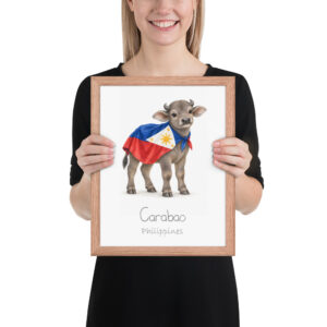 Carabao Philippines national animal framed print, red oak frame 11×14 Carabao Philippines national animal framed print, red oak frame 11×14