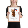 Brown Bear Russia national animal framed print, red oak frame 11×14 Brown Bear Russia national animal framed print, red oak frame 11×14