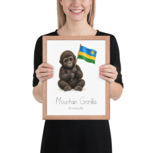 Mountain Gorilla Rwanda national animal framed print, red oak frame 11×14 Mountain Gorilla Rwanda national animal framed print, red oak frame 11×14