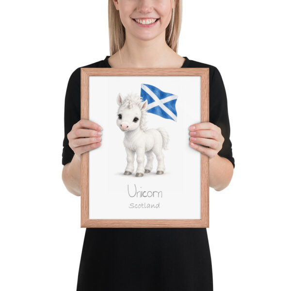Unicorn Scotland national animal framed print, red oak frame 11×14 Unicorn Scotland national animal framed print, red oak frame 11×14