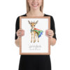 Springbok South Africa national animal framed print, red oak frame 11×14