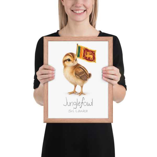 Junglefowl Sri Lanka national animal framed print, red oak frame 11×14 Junglefowl Sri Lanka national animal framed print, red oak frame 11×14