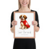 Saint Bernard Switzerland national animal framed print, red oak frame 11×14