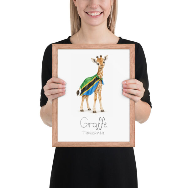 Giraffe Tanzania national animal framed print, red oak frame 11×14 Giraffe Tanzania national animal framed print, red oak frame 11×14