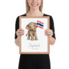 Elephant Thailand national animal framed print, red oak frame 11×14
