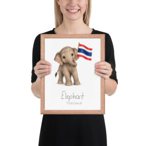 Elephant Thailand national animal framed print, red oak frame 11×14 Elephant Thailand national animal framed print, red oak frame 11×14