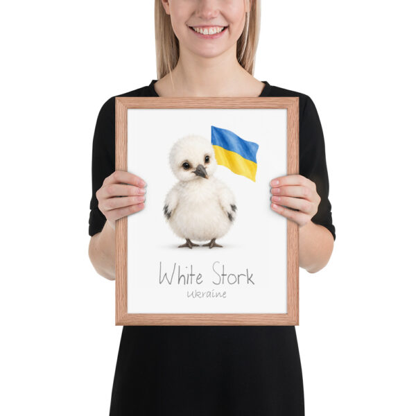White Stork Ukraine national animal framed print, red oak frame 11×14 White Stork Ukraine national animal framed print, red oak frame 11×14