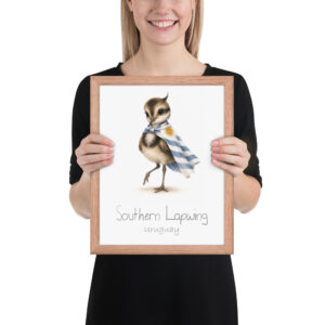 Southern Lapwing Uruguay national animal framed print, red oak frame 11×14