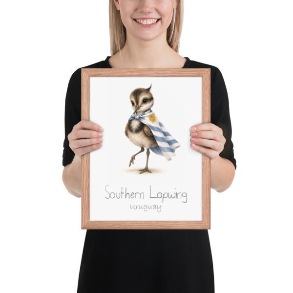 Southern Lapwing Uruguay national animal framed print, red oak frame 11×14