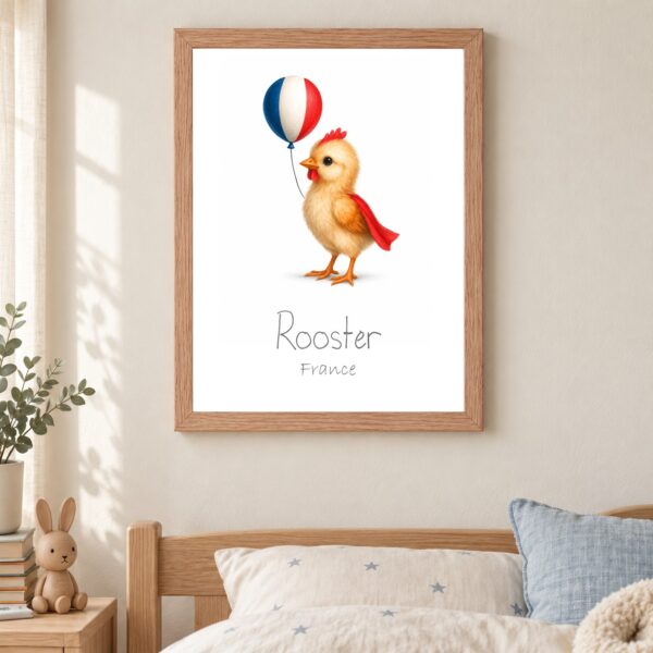 France national animal framed print in a kids bedroom, oak frame