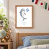 Greece national animal framed print in a kids bedroom, oak frame