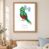 Guatemala national animal framed print in a kids bedroom, oak frame Guatemala national animal framed print in a kids bedroom, oak frame