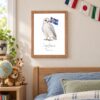 Iceland national animal framed print in a kids bedroom, oak frame Iceland national animal framed print in a kids bedroom, oak frame