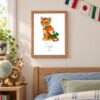 India national animal framed print in a kids bedroom, oak frame India national animal framed print in a kids bedroom, oak frame