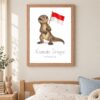 Indonesia national animal framed print in a kids bedroom, oak frame