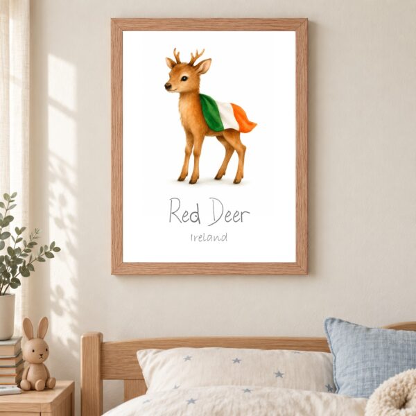 Ireland national animal framed print in a kids bedroom, oak frame