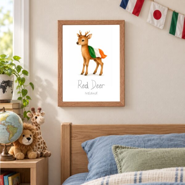 Ireland national animal framed print in a kids bedroom, oak frame